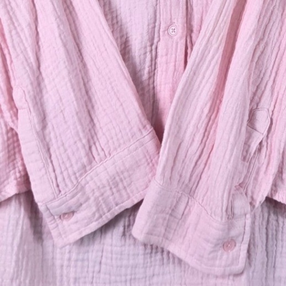 Nine West Jeans Button Down Shirt Womens XXL Pink Double Gauze Cotton LS - Picture 3 of 5
